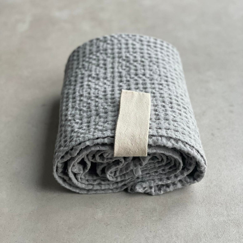 Big Linen Towel - Gray Waffle Fabric